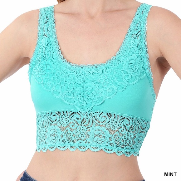 SEAMLESS STRETCH LACE BRA TOP REMOVABLE BRA PADS S/M L/XL NEW MINT PULL-ON - Picture 3 of 12